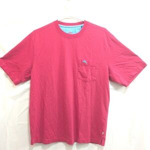 Tommy Bahama Pink Supima Cotton Pocket T Shirt Dolphin Logo Men's Medium Resort